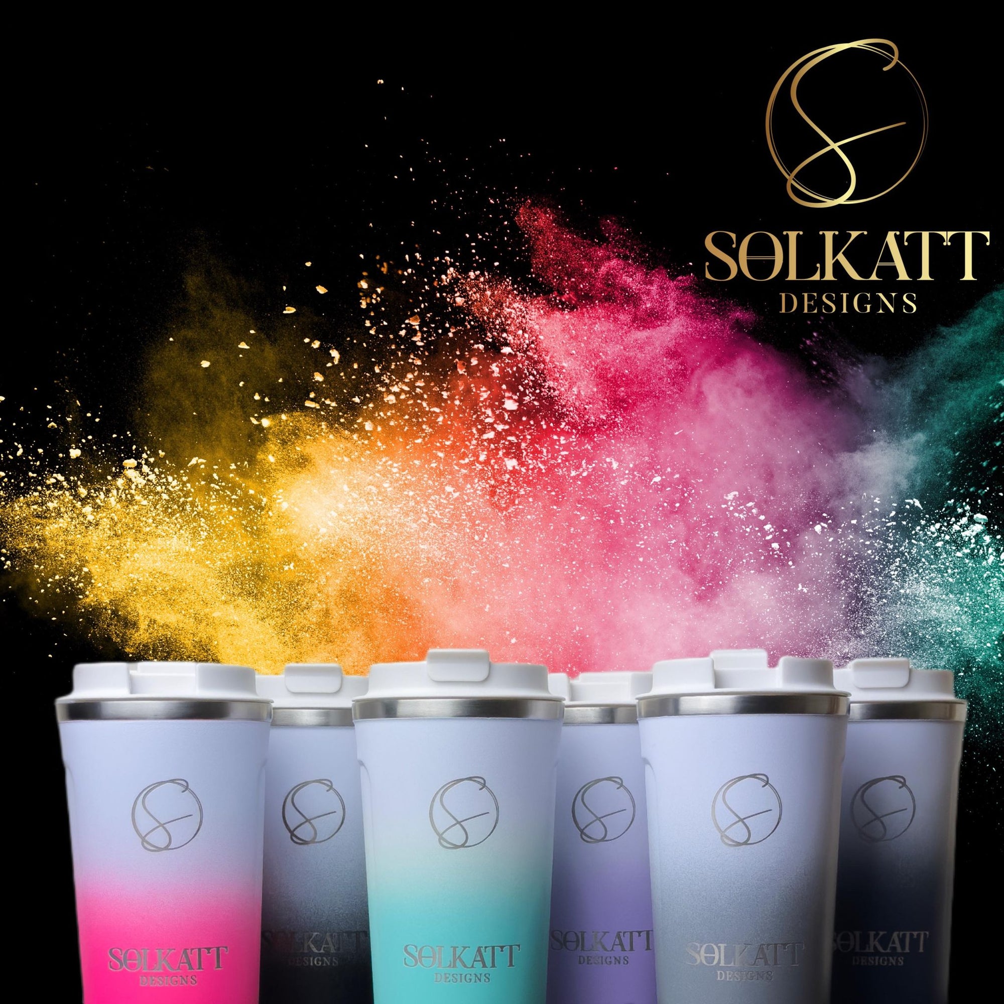 Spill Leak proof insulated ombre travel cups Solkatt Designs