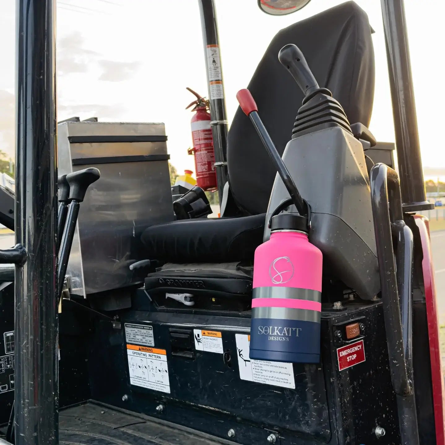 1.9l pink steel insulated tradie water bottles forklift Solkatt designs