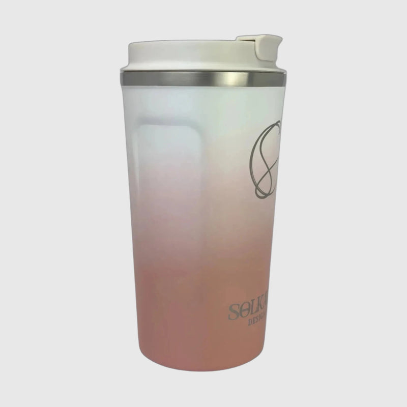 Coral Pink Insulated Travel Coffee Cup - 500ml - Solkatt Designs 