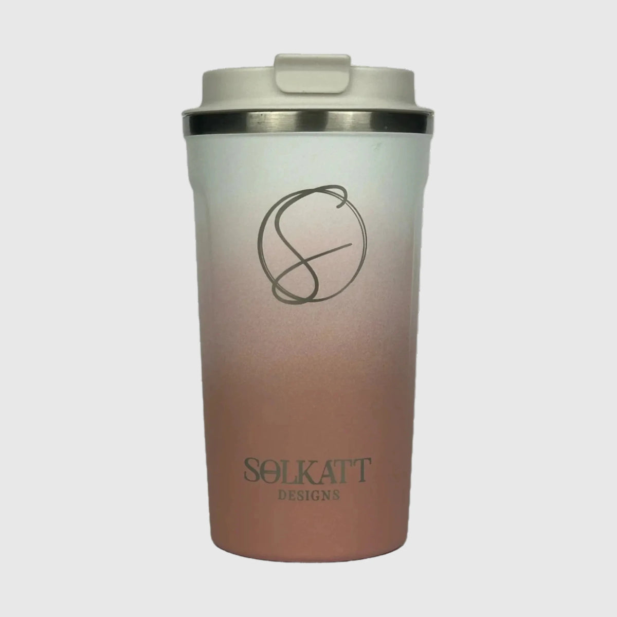 Coral Pink Insulated Travel Coffee Cup - 500ml - Solkatt Designs 