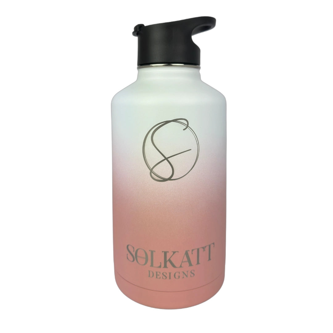 Coral Pink Insulated Water Bottle - 1.9L - Solkatt Designs 