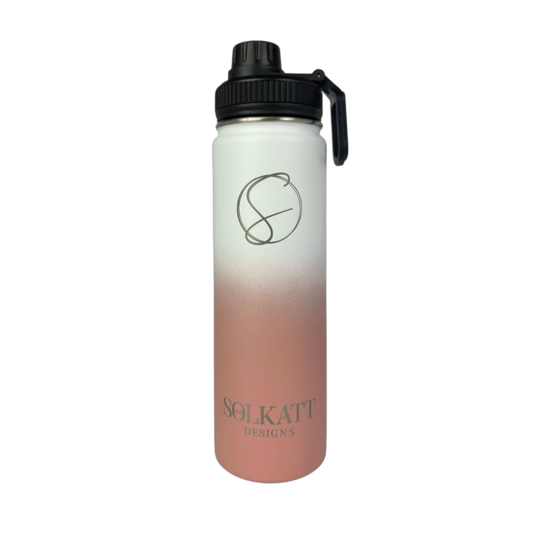 Coral Pink Insulated Water Bottle - 650ml - Solkatt Designs 