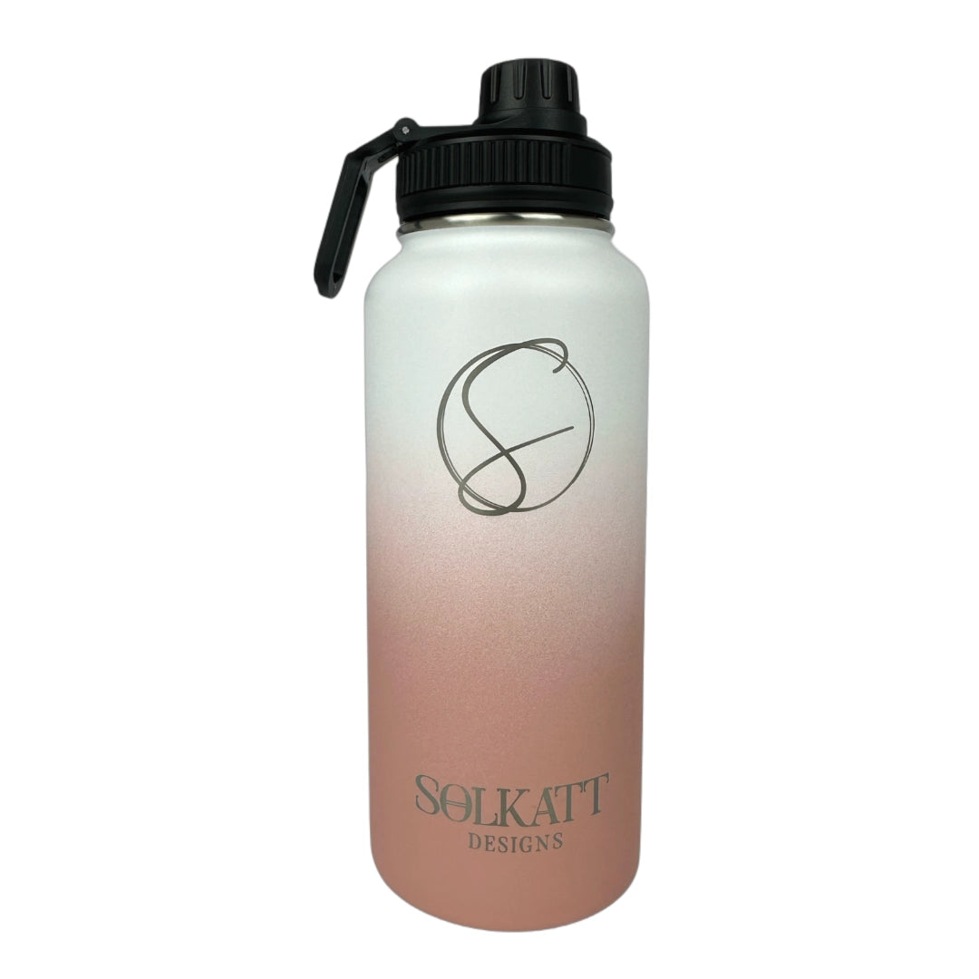 Coral Pink Insulated Water Bottle - 950ml - Solkatt Designs 