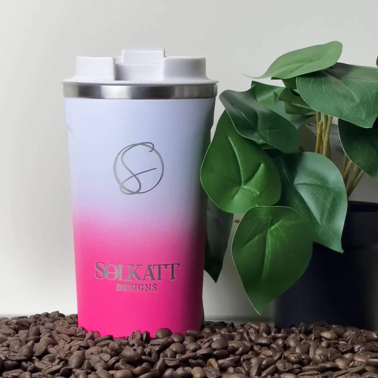 hot pink Insulated steel travel cup 500ml Solkatt Designs