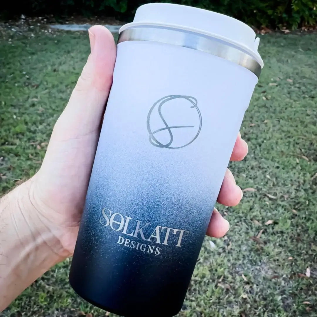 500ml insulated travel cup black Solkatt Designs