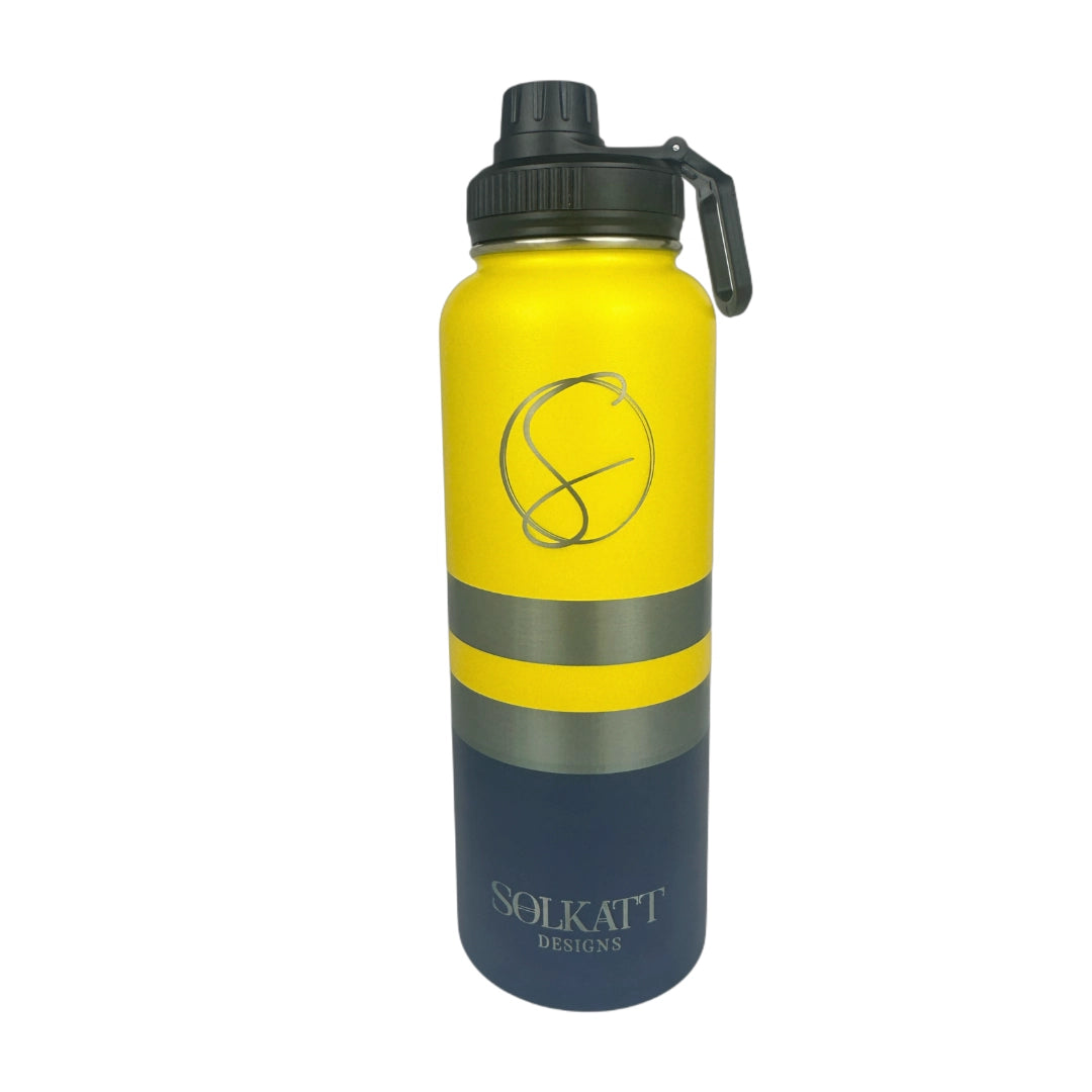 Yeah Nah Yellow Insulated Tradie Water Bottle - 1.2L - Solkatt Designs 