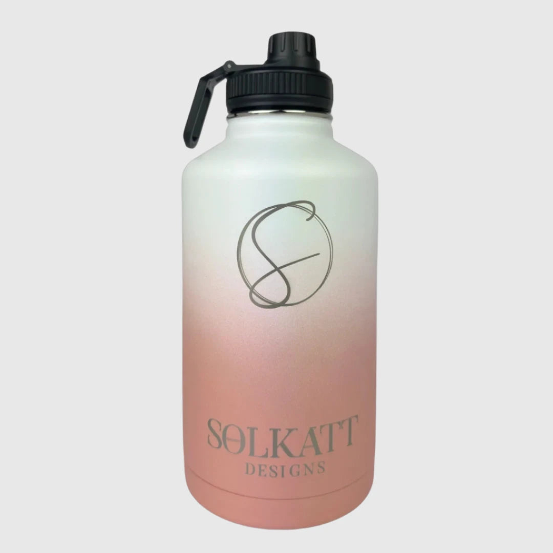 Coral Pink Insulated Water Bottle - 1.9L - Solkatt Designs 