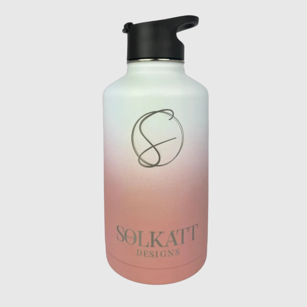 Coral Pink Insulated Water Bottle - 1.9L - Solkatt Designs 