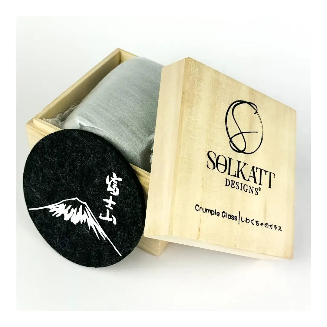 Japanese Crumple whisky Glass wooden gift box Solkatt Designs