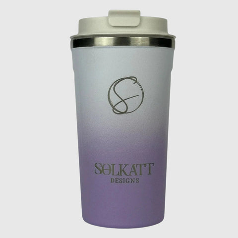 Lavender Lilac Insulated Travel Coffee Cup - 500ml Stainless Steel