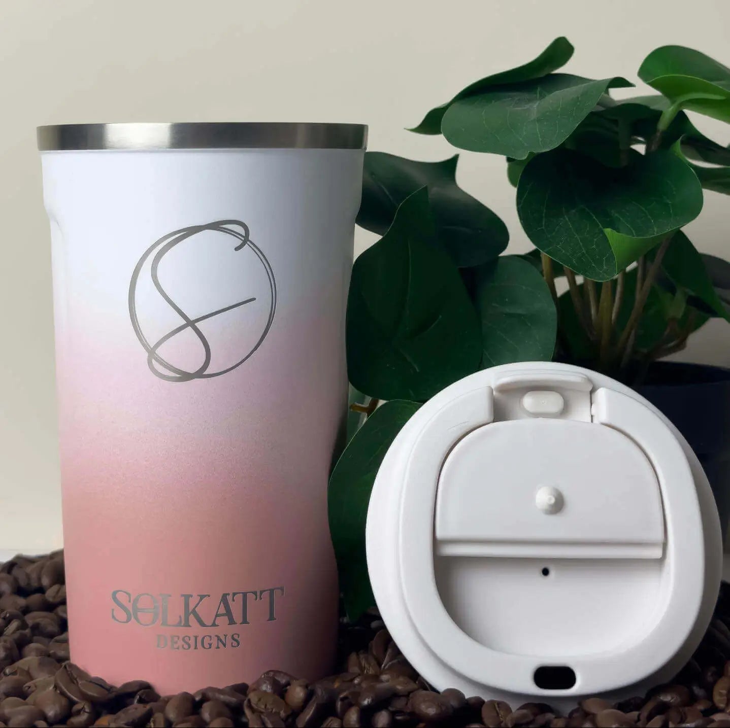soft pink Insulated steel travel cup 500ml Solkatt Designs