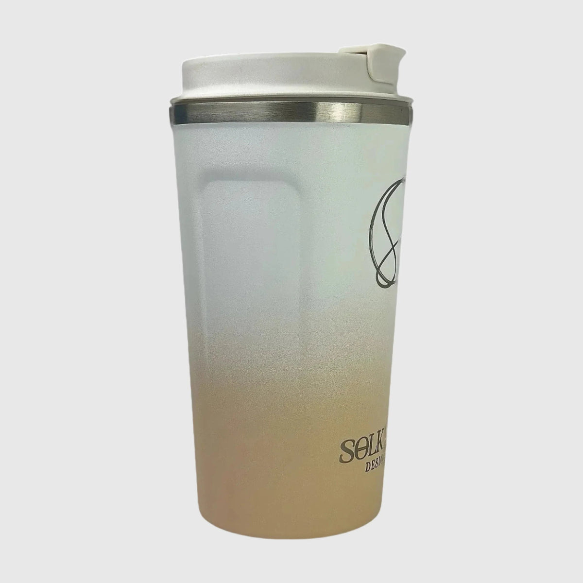 Pastel Beige Insulated Travel Coffee Cup - 500ml - Solkatt Designs 