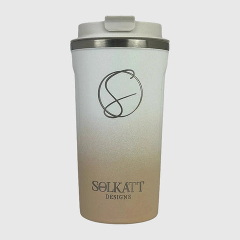 Pastel Beige Insulated Travel Coffee Cup - 500ml Stainless Steel