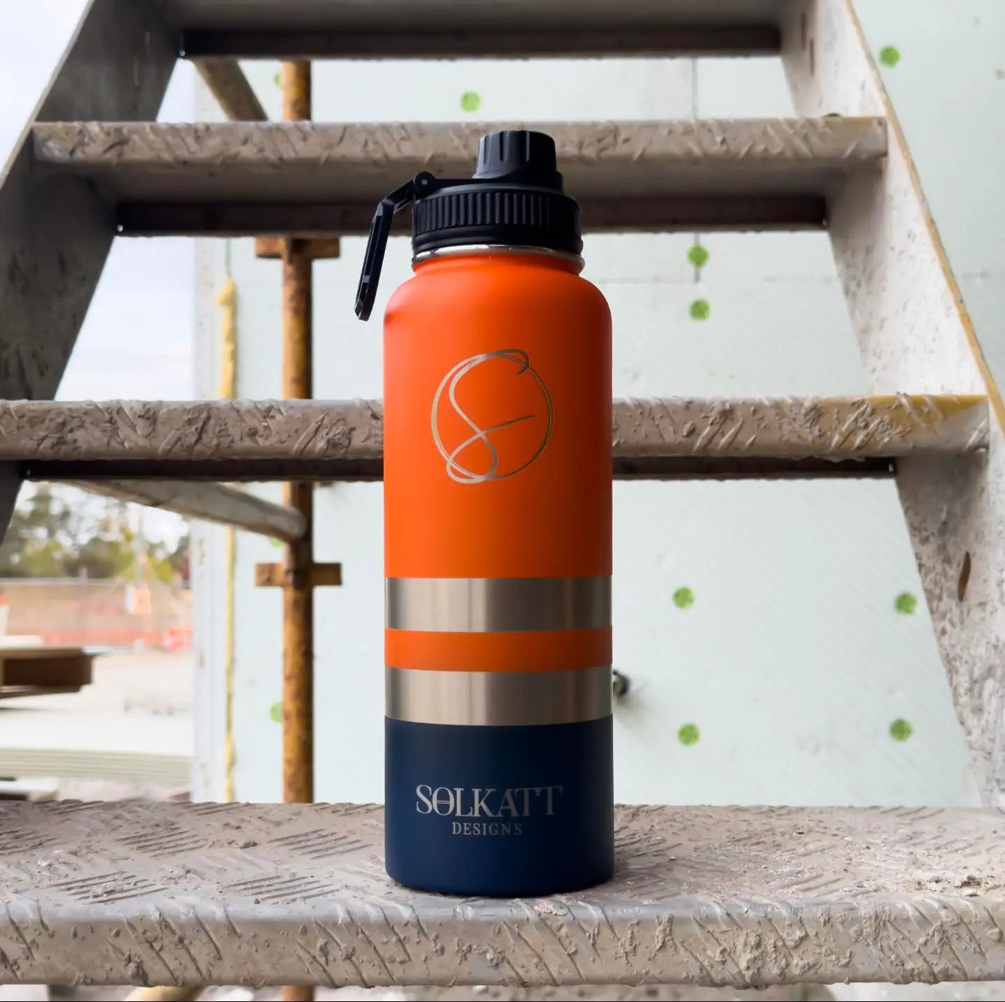 Orange Tradie insulated water bottles Solkatt Designs 1.2l 40 oz