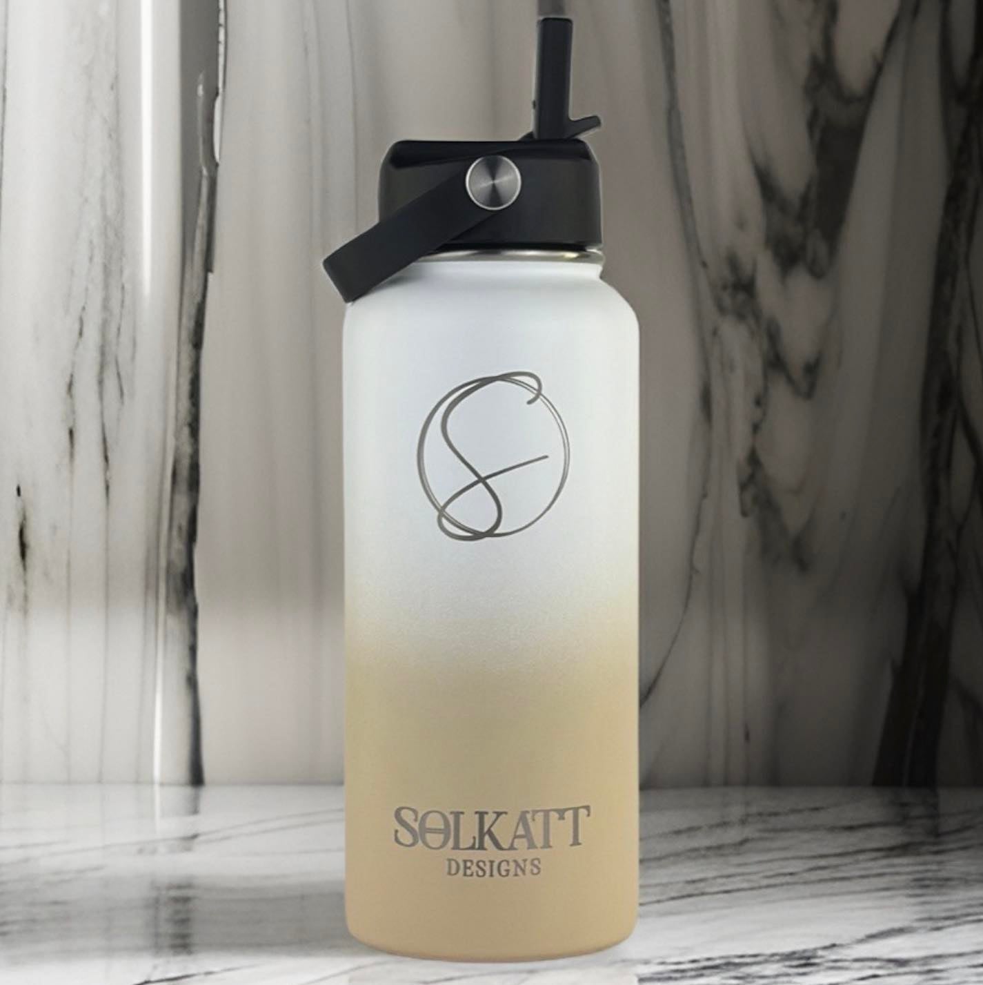 Sandy Bay (Pastel Beige) 950ml / 32oz Stainless Steel Insulated Drink Bottle - Solkatt Designs 