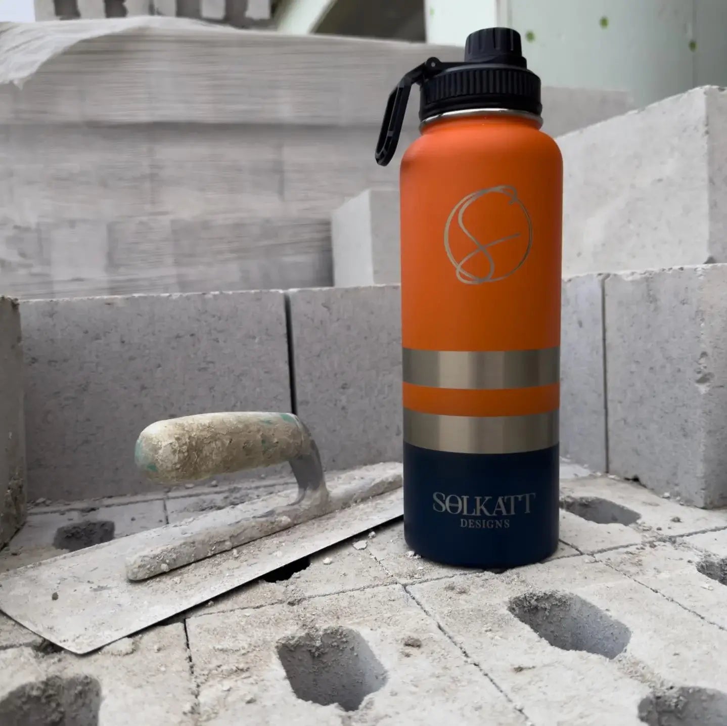 Orange Tradie insulated water bottles Solkatt Designs 1.2l 40 oz