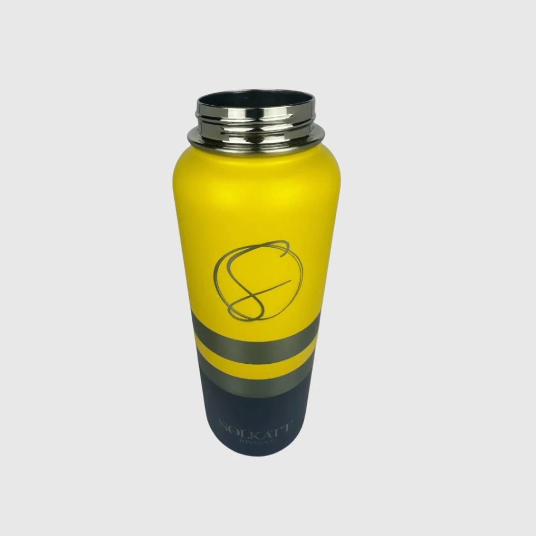 Yeah Nah Yellow Insulated Tradie Water Bottle - 1.2L - Solkatt Designs 