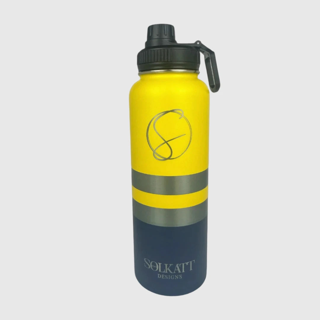 Yeah Nah Yellow Insulated Tradie Water Bottle - 1.2L - Solkatt Designs 